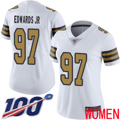 New Orleans Saints Limited White Women Mario Edwards Jr Jersey NFL Football #97 100th Season Rush Vapor Untouchable Jersey->women nfl jersey->Women Jersey